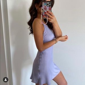 ZARA Lilac Halter Slip Mini Dress Open Back Purple Satin Tie Silk y2k trendy